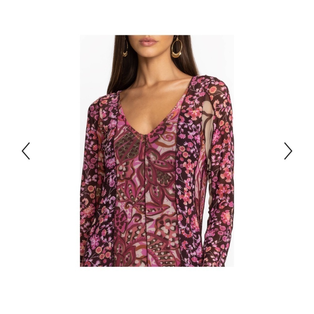 Johnny Was Agatha Mesh Paneled Midi Dress Sz. XS - Picture 4 of 14